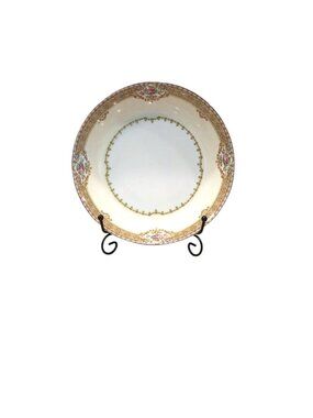 Vintage Royal Embassy Akron Soup Bowl Porcelain Gold Trim Floral China 1930s EUC
